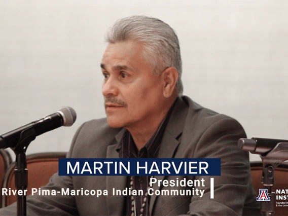 Screenshot of President Martin Harvier of the Salt River Pima-Maricopa Indian Community presenting at NNI's 2023 Emerging Leaders Seminar.
