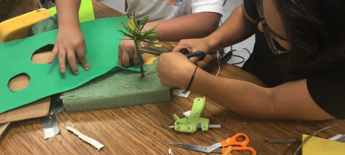 Students working on their models