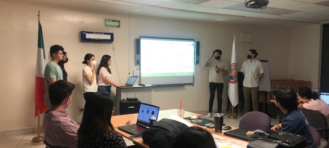 A binational team of students presenting their designs for the park in Hermosillo, Mexico.