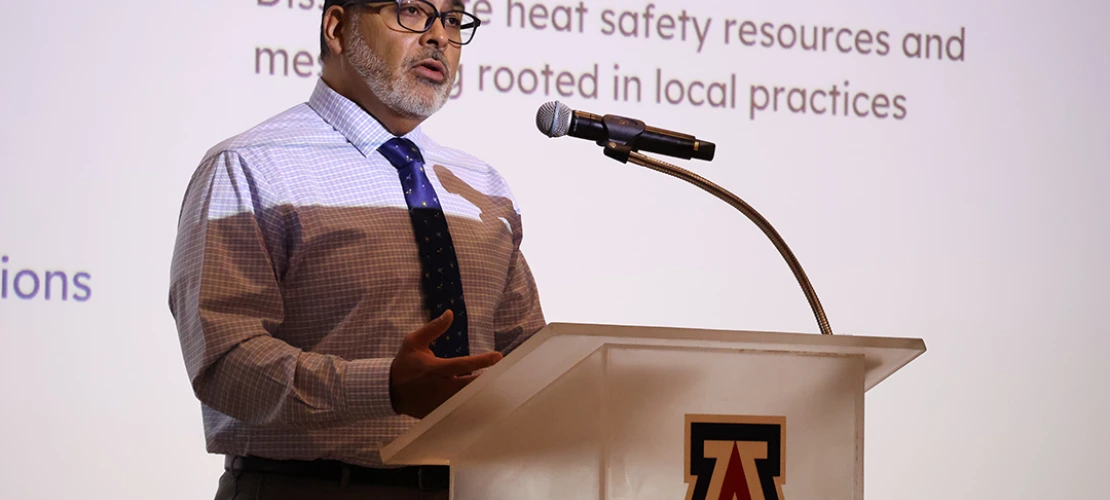 Arizona Heat Officer Eugene Livar speaks at the 2025 Southern Arizona Heat Summit