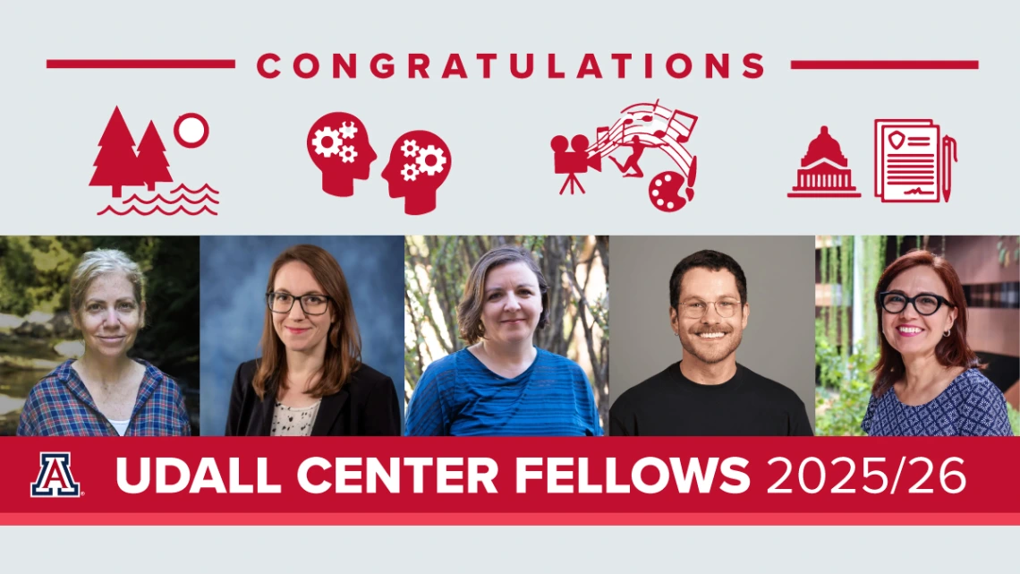 A graphic showing portraits of the 5 udall center fellows in a row