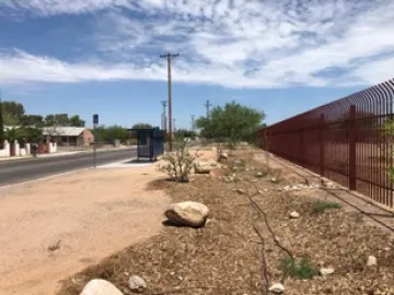 Figure 6. Bus shelter and raingarden along right-of-way of Star Academic High School