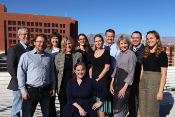 UArizona and invited scholars pose on the ENR2 rooftop during their joint workshop and writing session.